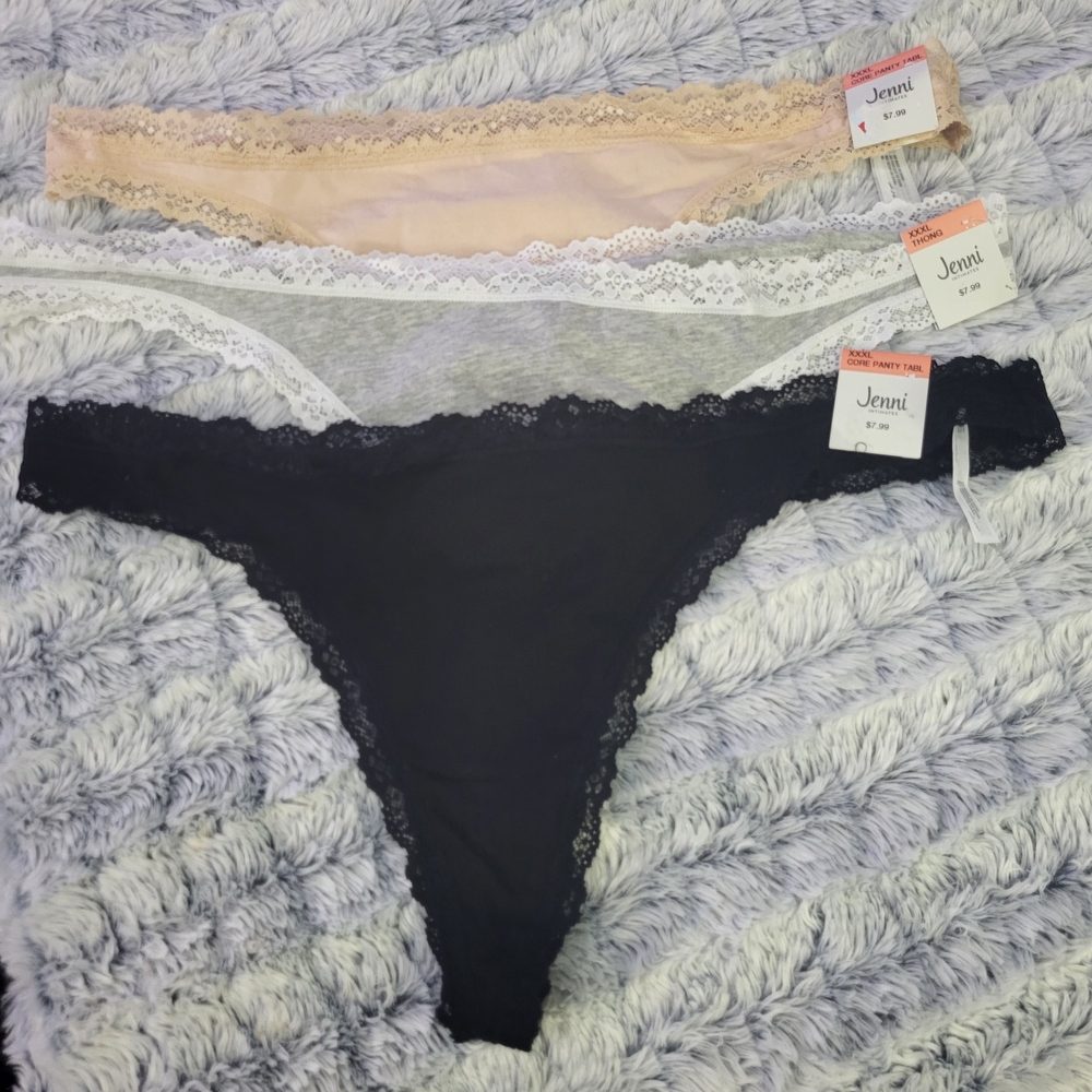 NWT lot of 3 Jenni thongs‎ XXXL - Black, Gray, Tan
